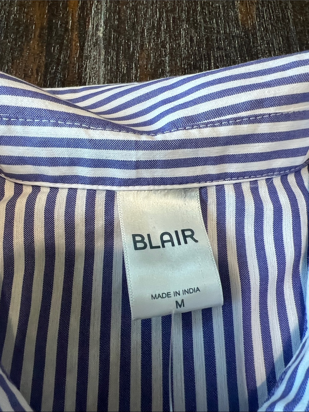NWOT Blair Purple and White Striped Button-Down Shirt with Butterfly Embroidery - Picture 4 of 8
